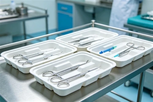 Medicininės formuotos plaušienos pakuotės, skirtos steriliems, tvariems sveik...
